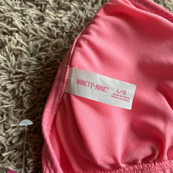 NWT! Juniors' Ninety-Nine° Pink Apron Crop Tankini Swim Top Size Large - Picture 5 of 7